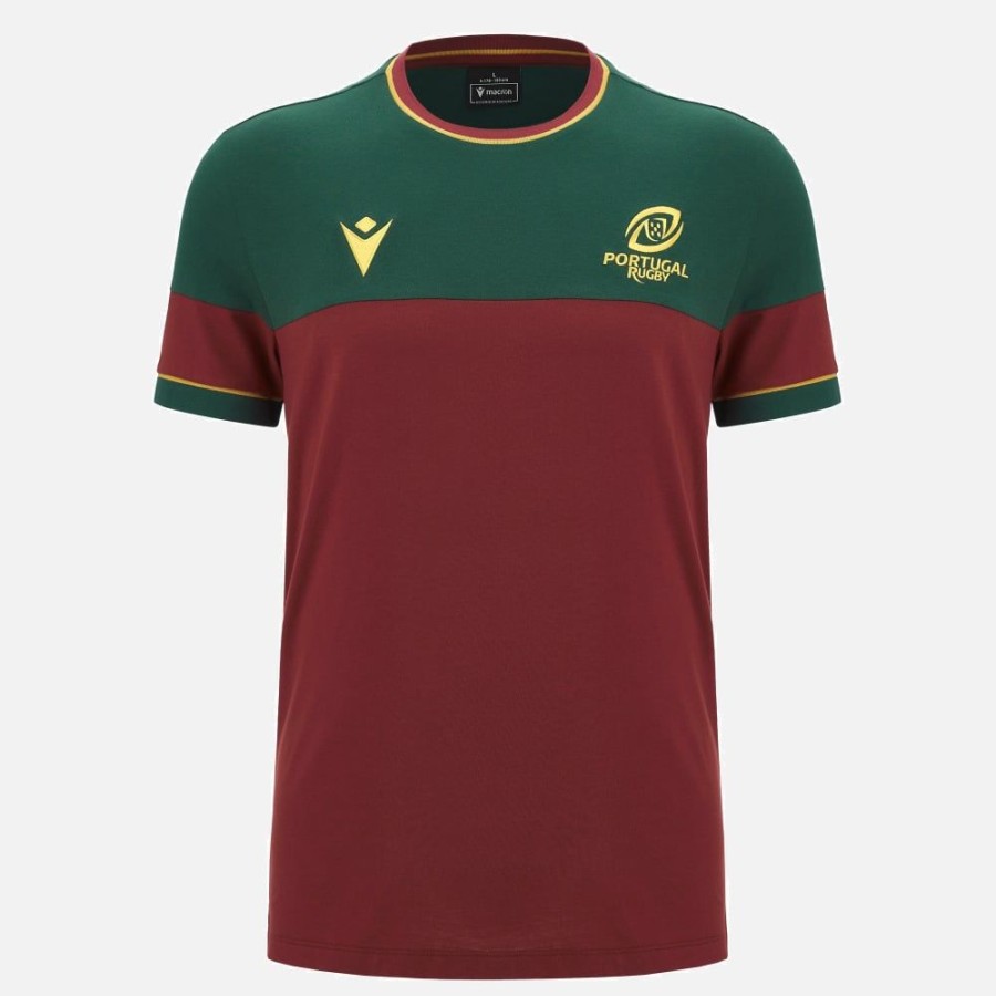 Tenues De Match Officielles Macron Equipe Du Portugal De Rugby | T-Shirt En Coton Ligne Supporter Adulte Rugby World Cup 2023 Equipe Du Portugal De Rugby