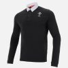 Tenues De Match Officielles Macron Rugby Du Pays De Galles | Polo En Coton Jersey Noir Ligne Supporter Du Pays De Galles Rugby 2020/21 | Vetements De Sport Techniques Macron