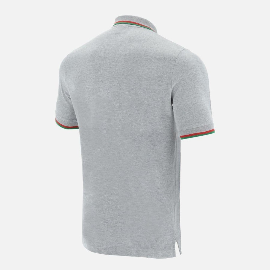 Tenues De Match Officielles Macron Rugby Du Pays De Galles | Polo En Coton Pique Gris Ligne Supporter Du Pays De Galles Rugby 2020/21 | Vetements De Sport Techniques Macron