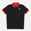 Tenues De Match Officielles Macron Rugby Du Pays De Galles | Polo En Coton Pique Noir Ligne Supporter Du Pays De Galles Rugby 2020/21 Pour Enfant | Vetements De Sport Techniques Macron