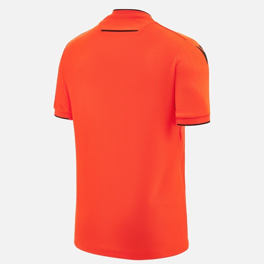 Tenues De Match Officielles Macron Arbitres Uefa | Maillot Arbitre Neon Rouge Uefa 2023/25