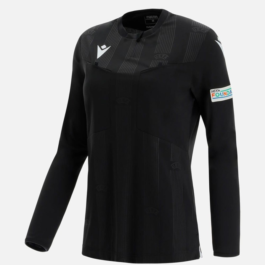 Tenues De Match Officielles Macron Arbitres Uefa | Maillot Arbitre Femme Noir Uefa 2021 | Vetements De Sport Techniques Macron