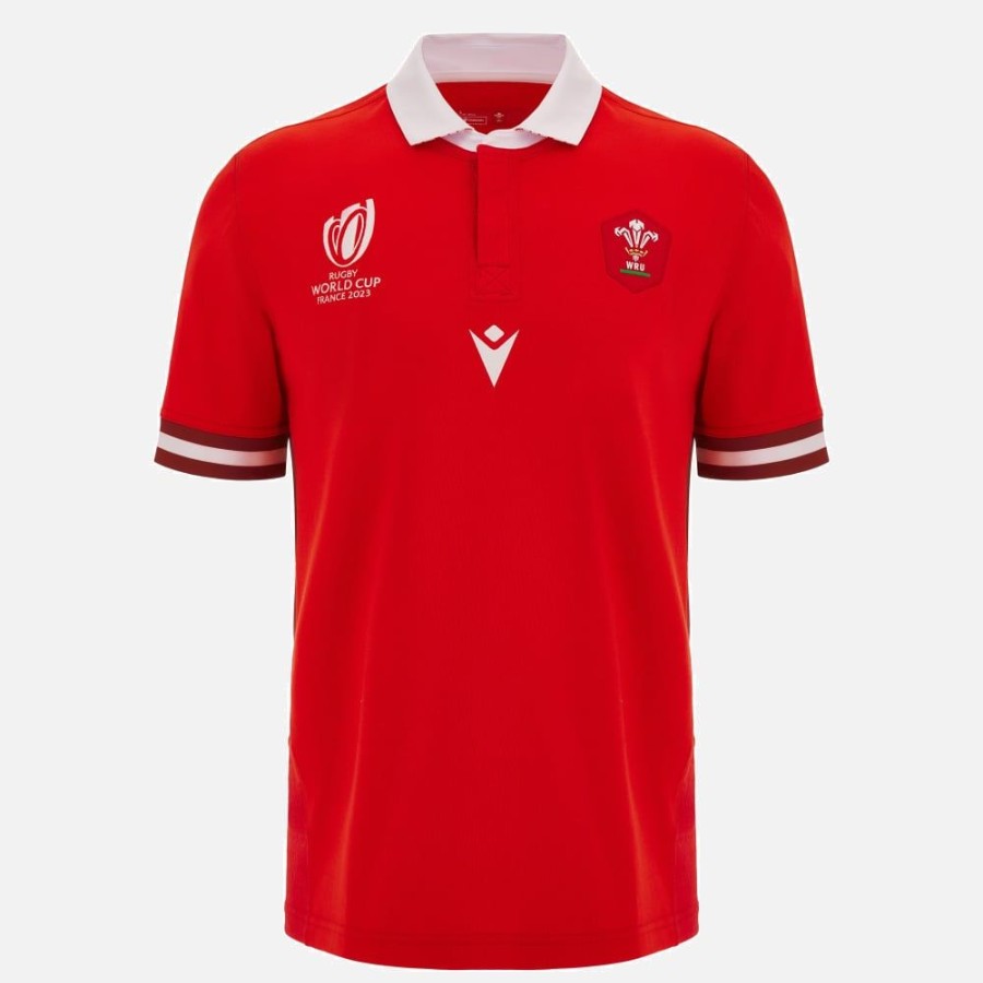 Tenues De Match Officielles Macron Rugby Du Pays De Galles | Maillot De Match Domicile Replique En Coton Adulte Rugby World Cup 2023 Galles Rugby