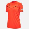 Tenues De Match Officielles Macron Arbitres Uefa | Maillot Arbitre Femme Neon Rouge Uefa 2023/25