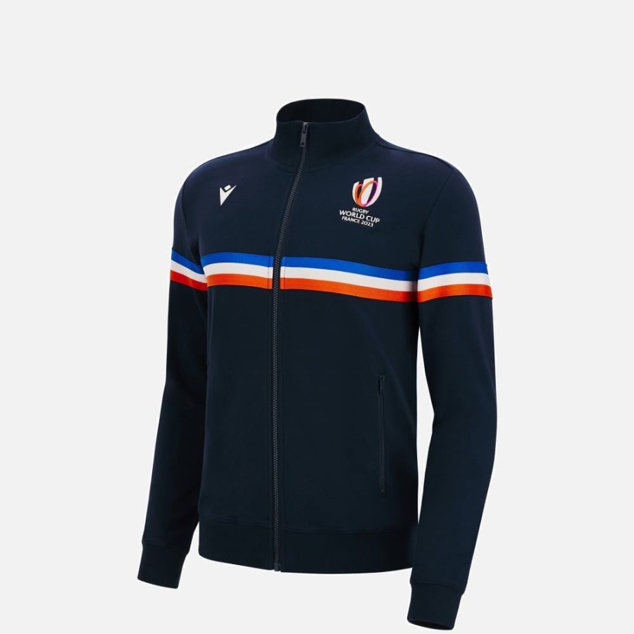 Tenues De Match Officielles Macron Rugby World Cup France 2023 | Sweat En Coton Avec Fermeture Eclair Integrale Enfant Rugby World Cup 2023