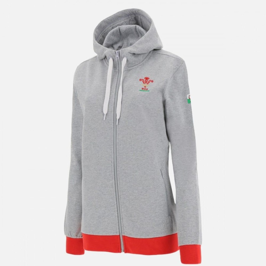 Tenues De Match Officielles Macron Rugby Du Pays De Galles | Sweatshirt Avec Capuche Pour Femme Ligne Supporter Du Pays De Galles Rugby 2020/21 | Vetements De Sport Techniques Macron