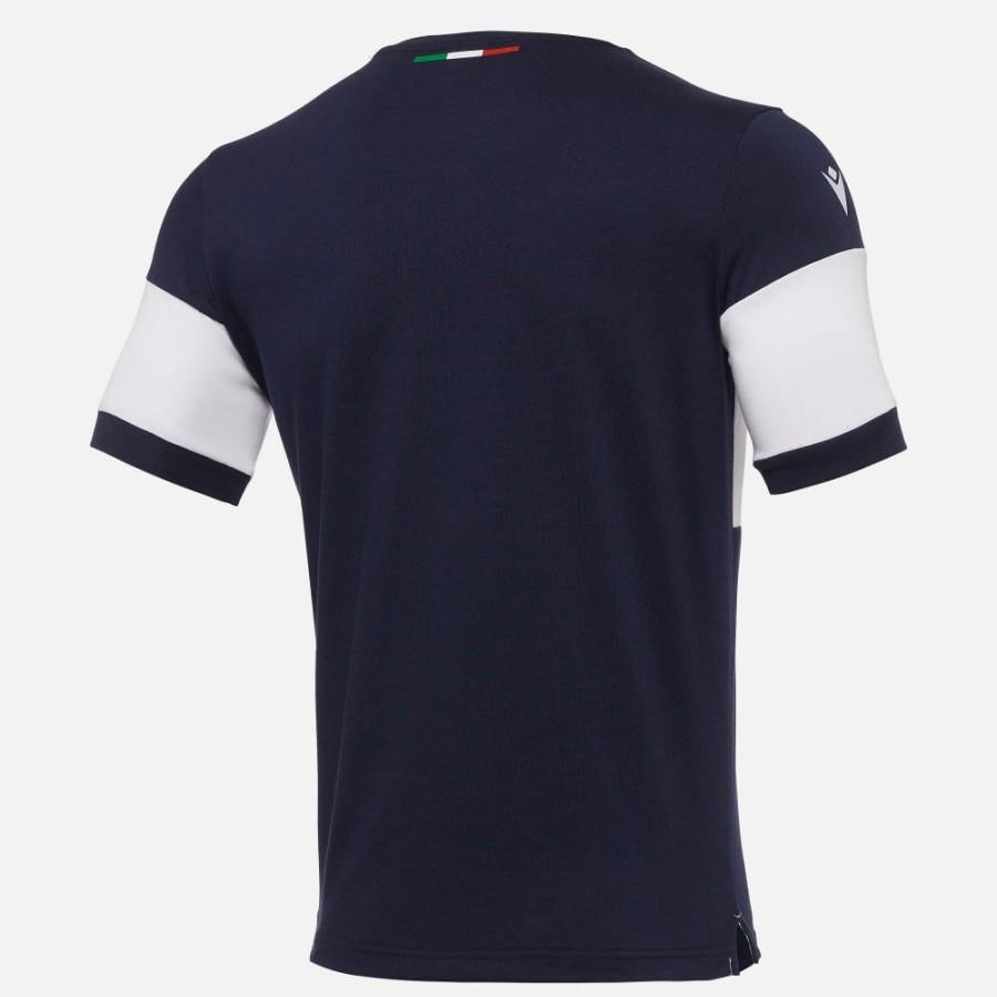 Tenues De Match Officielles Macron Federation Italienne De Rugby | Maillot Bleu Marine Et Blanc Ligne Supporter Fir | Vetements De Sport Techniques Macron