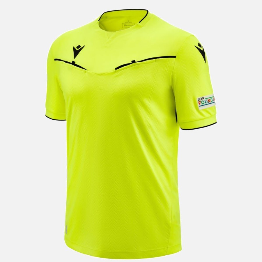 Tenues De Match Officielles Macron Arbitres Uefa | Maillot Arbitre Neon Jaune Uefa 2023/25