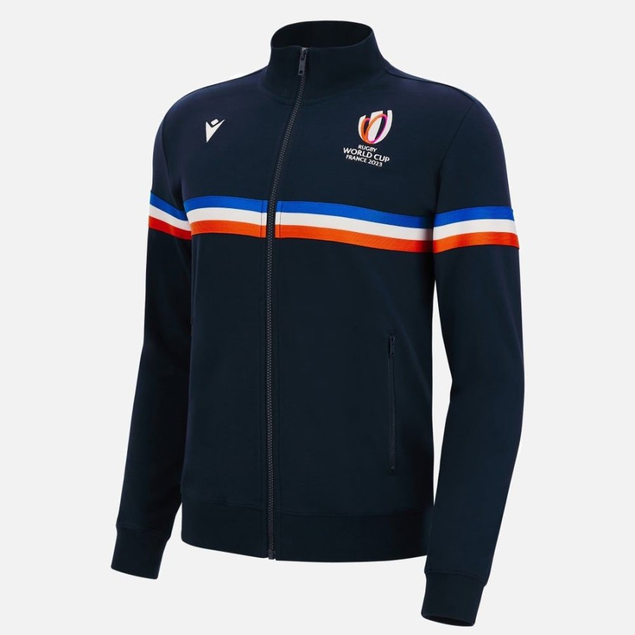 Tenues De Match Officielles Macron Rugby World Cup France 2023 | Sweat En Coton Avec Fermeture Eclair Integrale Adulte Rugby World Cup 2023