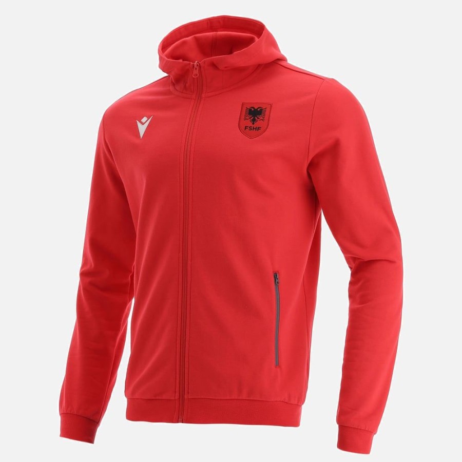 Tenues De Match Officielles Macron Equipe D'Albanie De Football | Sweat-Shirt De Voyage En Coton Adulte Equipe Albanie Fshf 2020/21 | Vetements De Sport Techniques Macron