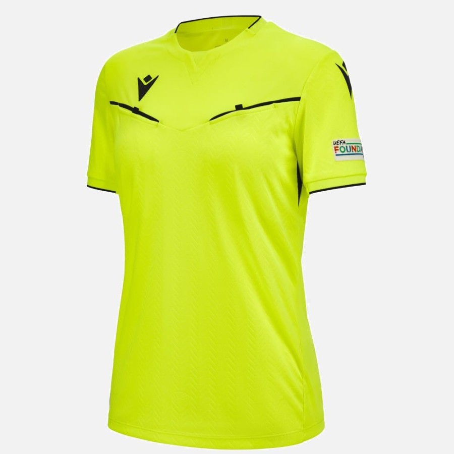 Tenues De Match Officielles Macron Arbitres Uefa | Maillot Arbitre Femme Neon Jaune Uefa 2023/25