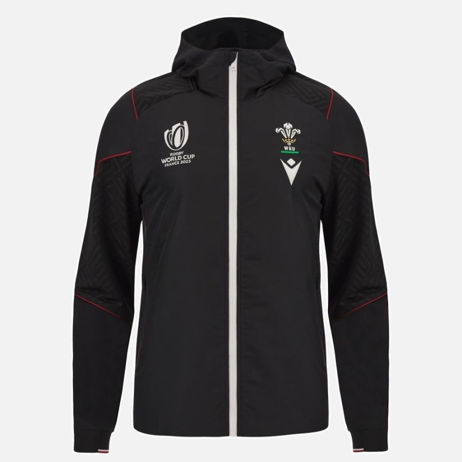 Tenues De Match Officielles Macron Rugby Du Pays De Galles | Sweatshirt Avec Fermeture Eclair Integrale Adulte Rugby World Cup 2023 Galles Rugby