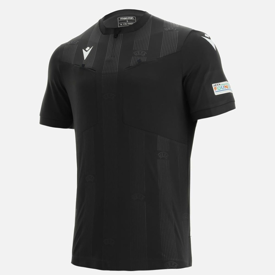 Tenues De Match Officielles Macron Arbitres Uefa | Maillot Arbitre Noir Uefa 2021 | Vetements De Sport Techniques Macron