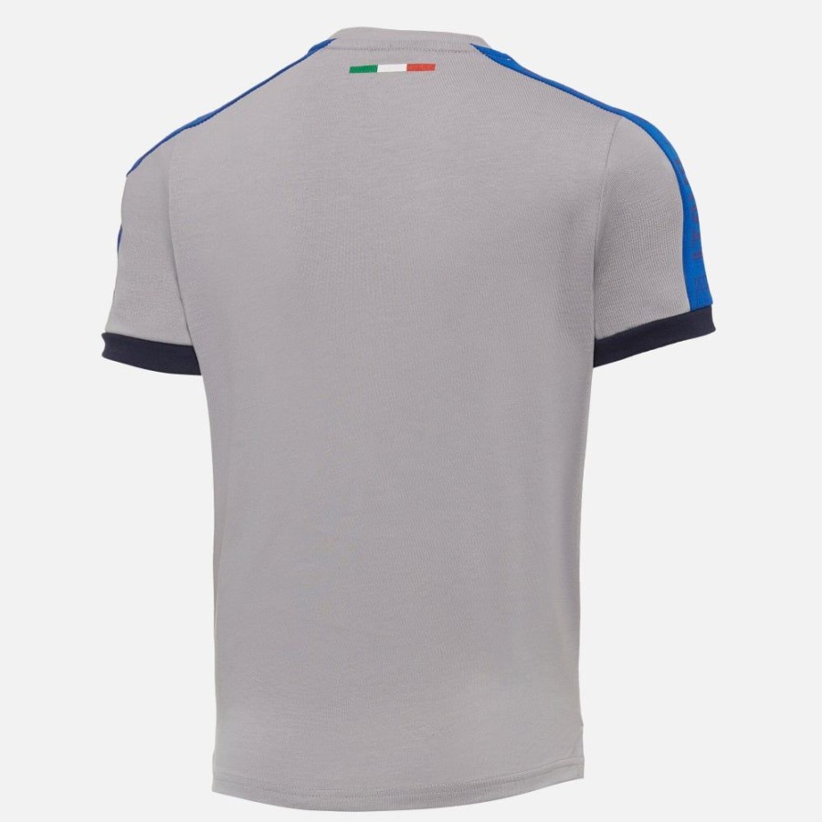 Tenues De Match Officielles Macron Federation Italienne De Rugby | Maillot Gris Ligne Supporter Fir Pour Enfant | Vetements De Sport Techniques Macron