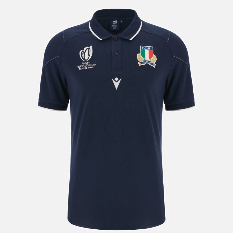 Tenues De Match Officielles Macron Federation Italienne De Rugby | Polo Player De Voyage Adulte Rugby World Cup 2023 Italia Rugby