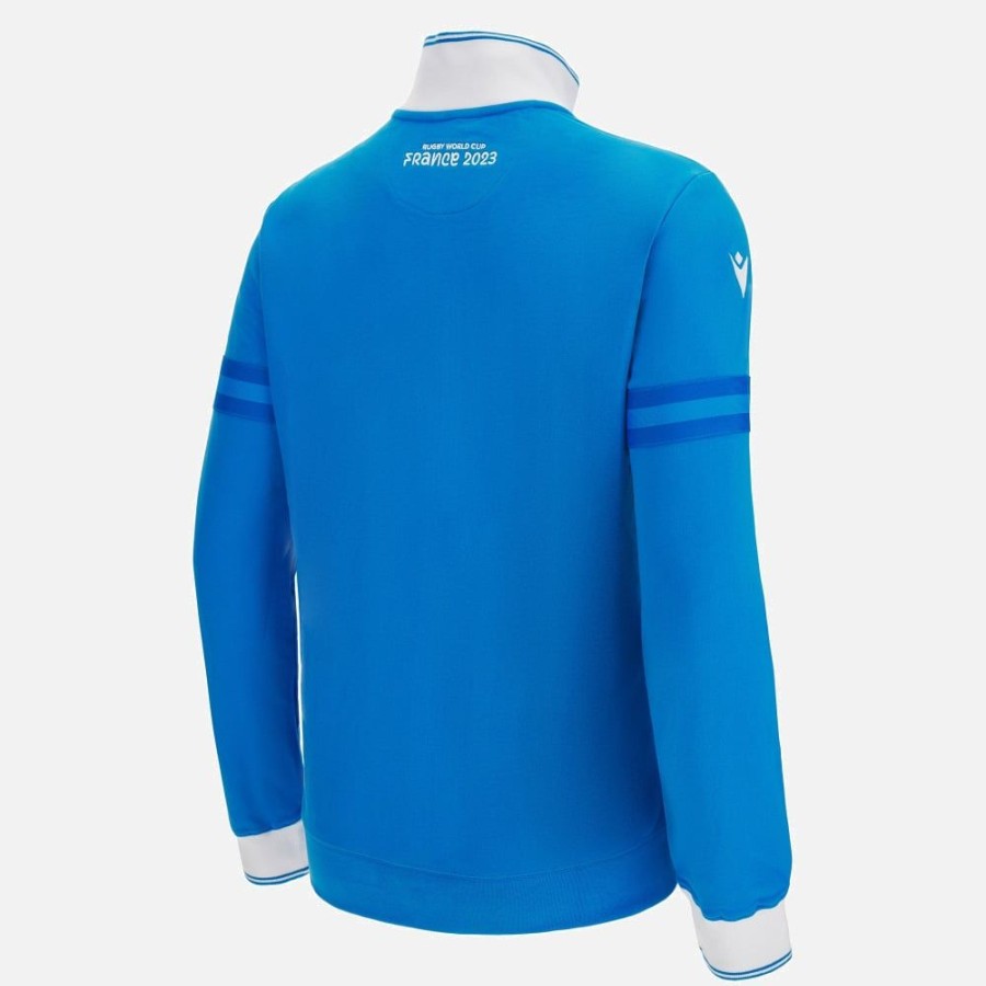 Tenues De Match Officielles Macron Federation Italienne De Rugby | Sweat En Coton Avec Fermeture Eclair Integrale Adulte Rugby World Cup 2023 Italia Rugby