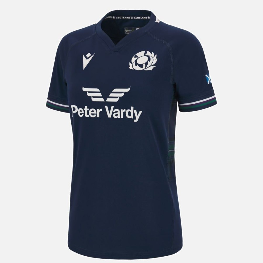 Tenues De Match Officielles Macron Ecosse Rugby | Maillot Replique De Match Domicile Poly Femme Ecosse Rugby 2023/24