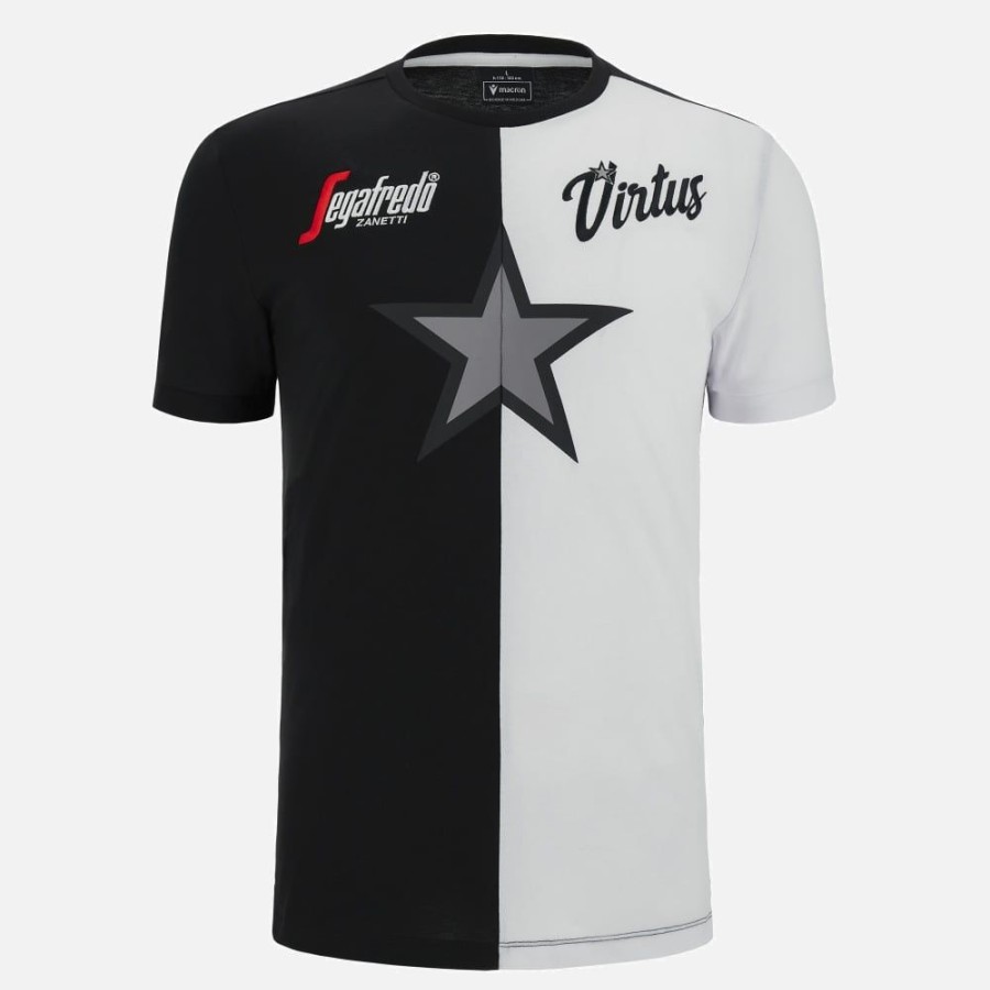 Tenues De Match Officielles Macron Virtus Segafredo Bologna | T-Shirt En Coton Ligne Supporter Adulte Virtus Segafredo Bologna 2023/24