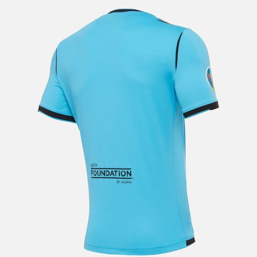 Tenues De Match Officielles Macron Arbitres Uefa | Maillot Arbitre Neon Blue Uefa Euro 2020 | Vetements De Sport Techniques Macron