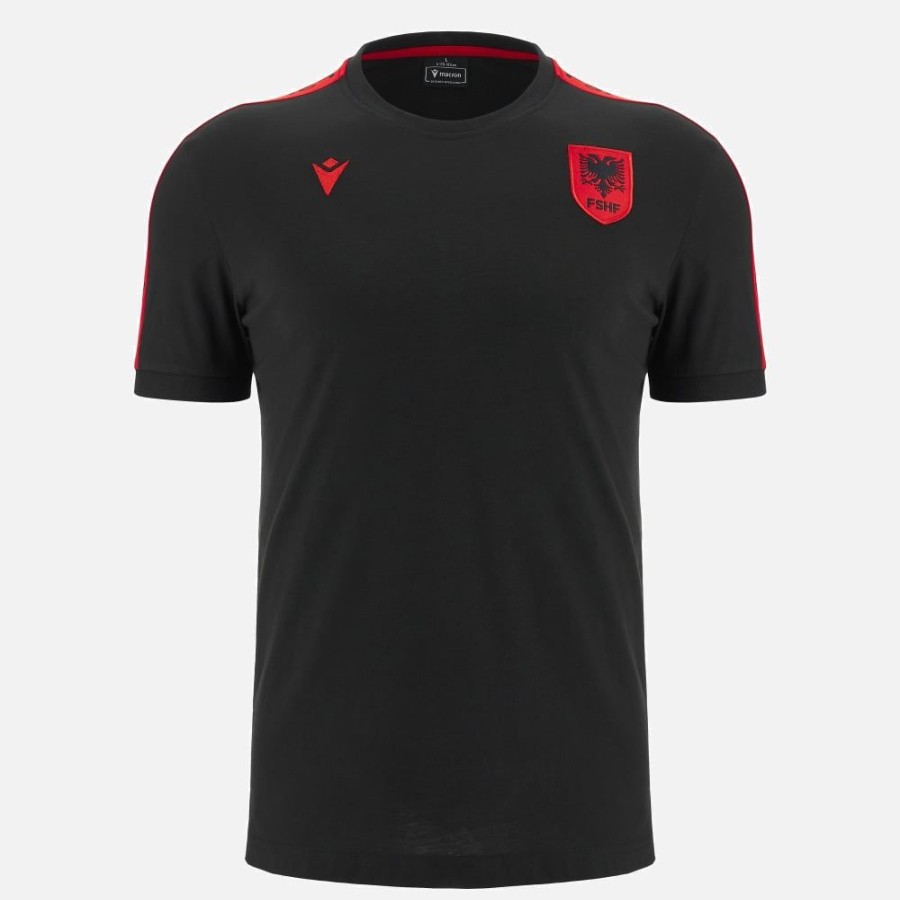 Tenues De Match Officielles Macron Equipe D'Albanie De Football | T-Shirt De Voyage De Joueur Adulte Equipe Albanie Fshf 2023/24