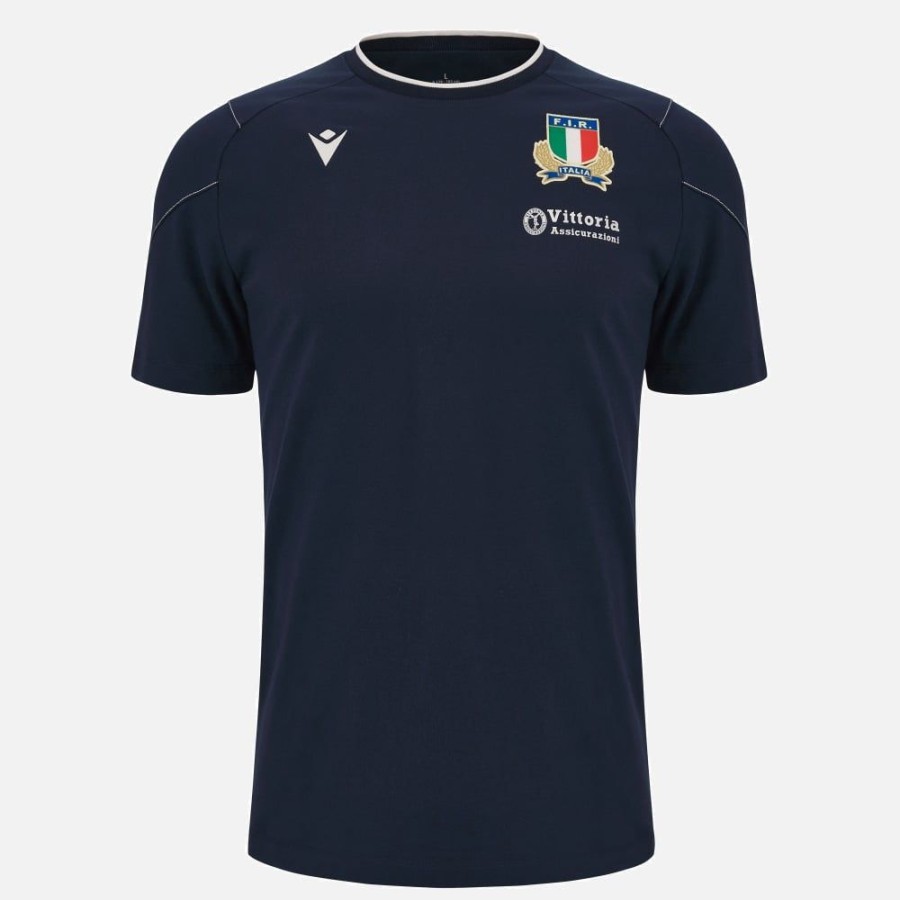 Tenues De Match Officielles Macron Federation Italienne De Rugby | T-Shirt De Voyage De Joueur Adulte Italia Rugby 2023/24