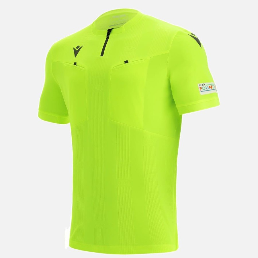 Tenues De Match Officielles Macron Arbitres Uefa | Maillot Arbitre Neon Jaune Uefa 2021 | Vetements De Sport Techniques Macron