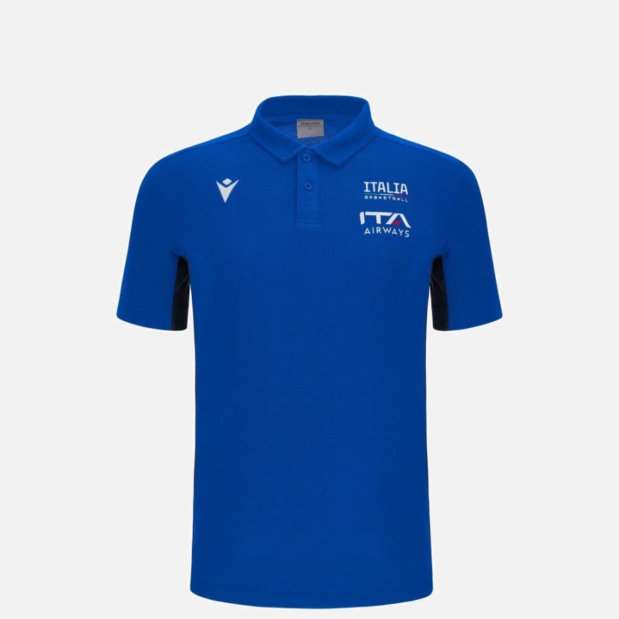 Tenues De Match Officielles Macron Italbasket | Polo Officiel En Polycotton Enfant Italbasket 2023/24