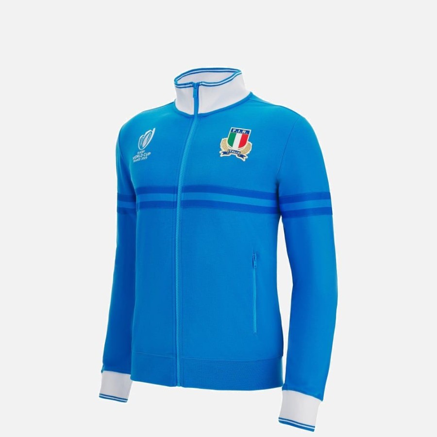 Tenues De Match Officielles Macron Federation Italienne De Rugby | Sweat En Coton Avec Fermeture Eclair Integrale Enfant Rugby World Cup 2023 Italia Rugby