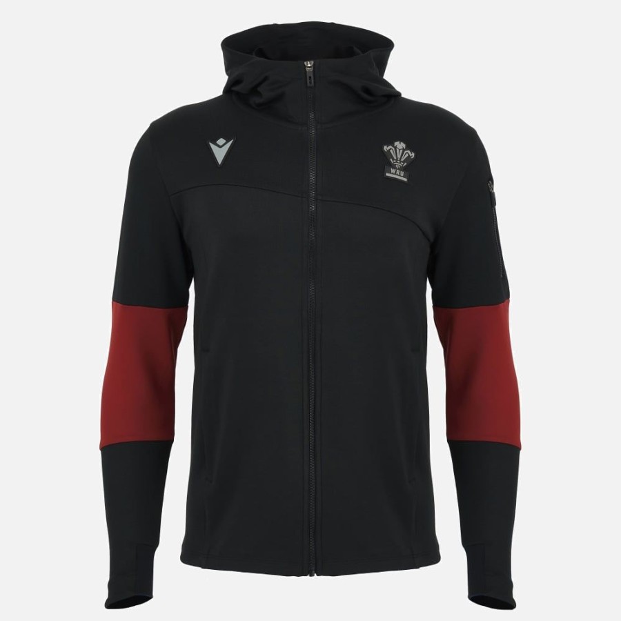 Tenues De Match Officielles Macron Rugby Du Pays De Galles | Sweatshirt A Capuche Avec Fermeture Eclair Integrale Athleisure Adulte Galles Rugby 2023/24