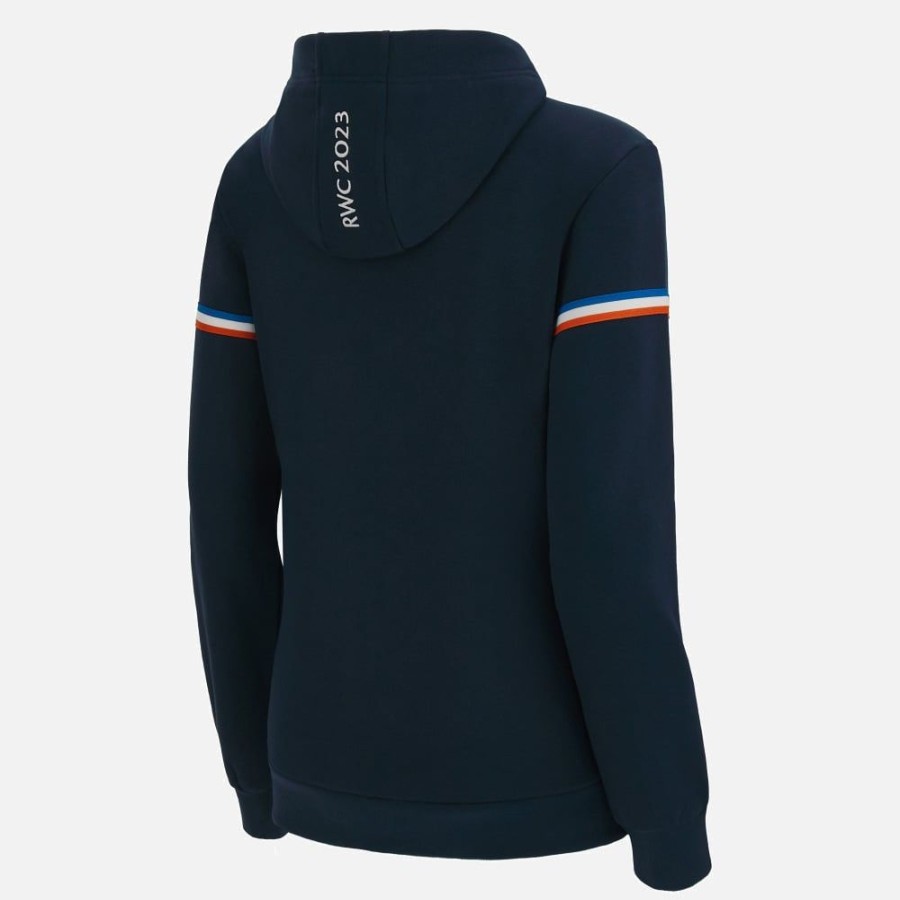 Tenues De Match Officielles Macron Rugby World Cup France 2023 | Sweat A Capuche En Coton Avec Fermeture Eclair Integrale Femme Rugby World Cup 2023