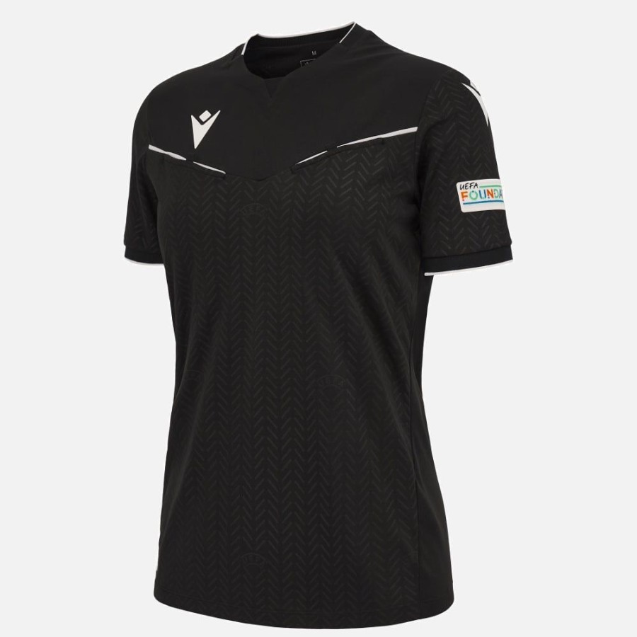 Tenues De Match Officielles Macron Arbitres Uefa | Maillot Arbitre Femme Noir Uefa 2023/25