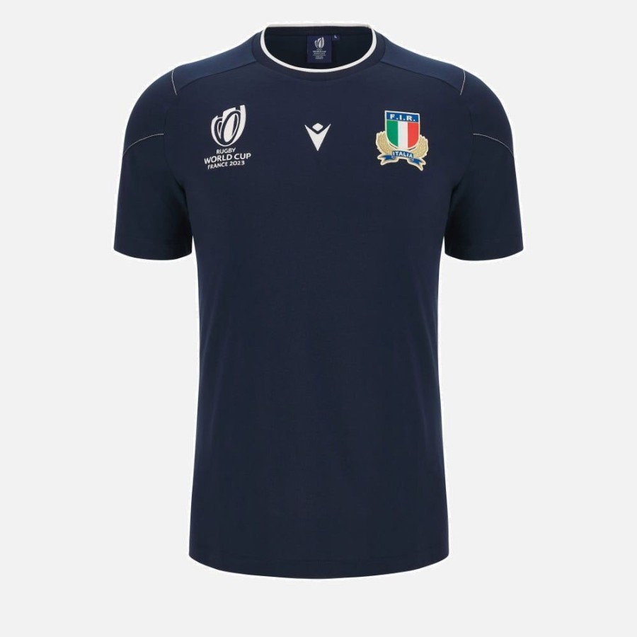 Tenues De Match Officielles Macron Federation Italienne De Rugby | T-Shirt De Voyage De Joueur Adulte Rugby World Cup 2023 Italia Rugby