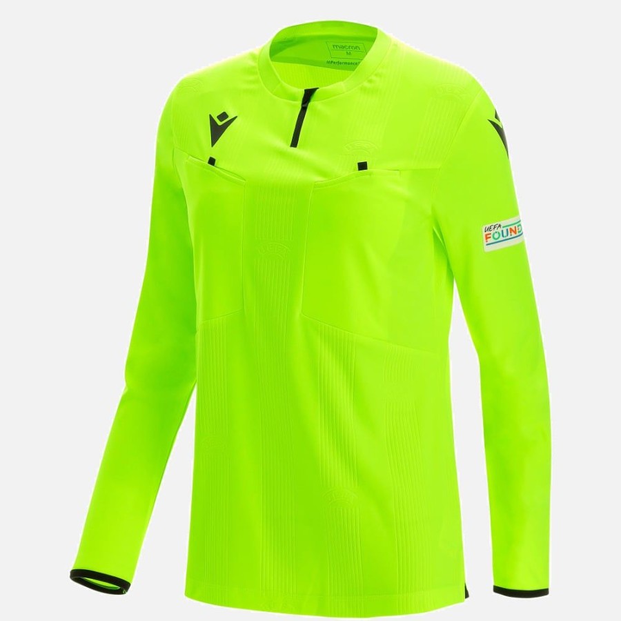 Tenues De Match Officielles Macron Arbitres Uefa | Maillot Arbitre Femme Neon Jaune Uefa 2021 | Vetements De Sport Techniques Macron