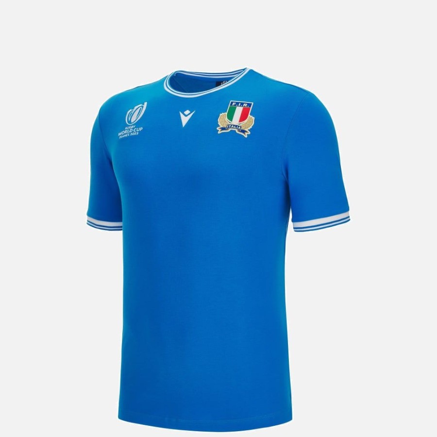 Tenues De Match Officielles Macron Federation Italienne De Rugby | T-Shirt Officiel En Polycotton Enfant Rugby World Cup 2023 Italia Rugby