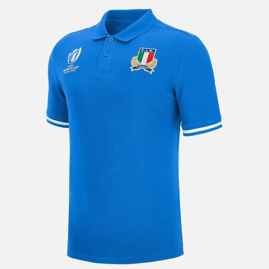 Tenues De Match Officielles Macron Federation Italienne De Rugby | Polo Officiel En Polycotton Adulte Rugby World Cup 2023 Italia Rugby