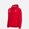 Tenues De Match Officielles Macron Rugby Du Pays De Galles | Sweat A Capuche En Coton Avec Fermeture Eclair Integrale Enfant Rugby World Cup 2023 Galles Rugby