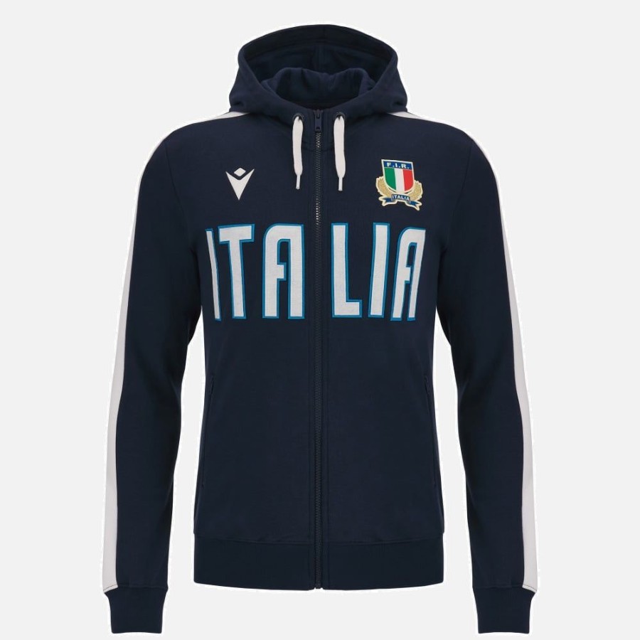 Tenues De Match Officielles Macron Federation Italienne De Rugby | Sweat-Shirt Travel Avec Fermeture Eclair Integrale Adulte Italia Rugby 2023/24