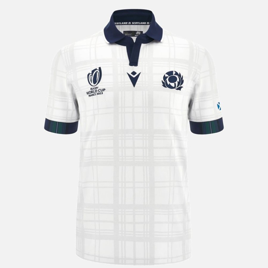 Tenues De Match Officielles Macron Ecosse Rugby | Maillot De Match Exterieur Replique En Coton Adulte Rugby World Cup 2023 Ecosse Rugby