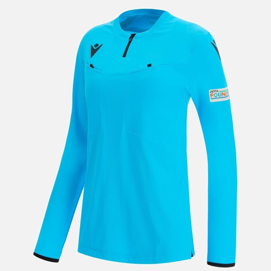 Tenues De Match Officielles Macron Arbitres Uefa | Maillot Arbitre Femme Neon Blue Uefa 2021 | Vetements De Sport Techniques Macron