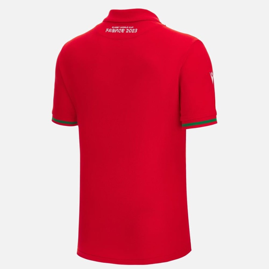 Tenues De Match Officielles Macron Rugby Du Pays De Galles | Polo Officiel En Polycotton Adulte Rugby World Cup 2023 Galles Rugby