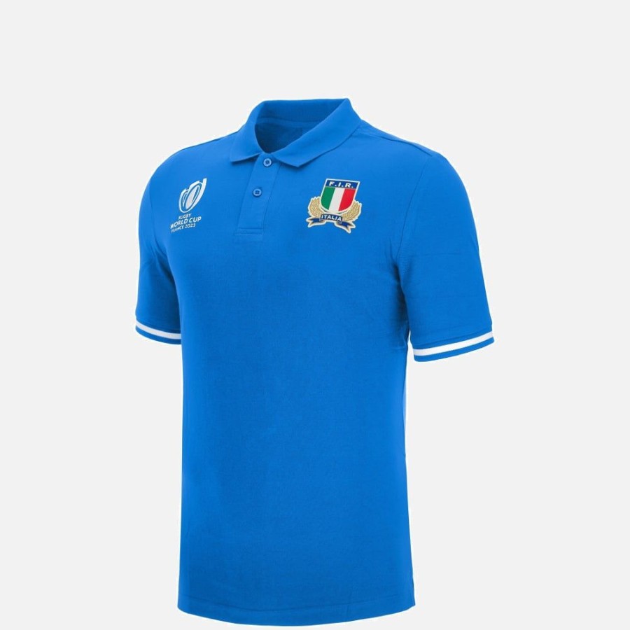 Tenues De Match Officielles Macron Federation Italienne De Rugby | Polo Officiel En Polycotton Enfant Rugby World Cup 2023 Italia Rugby