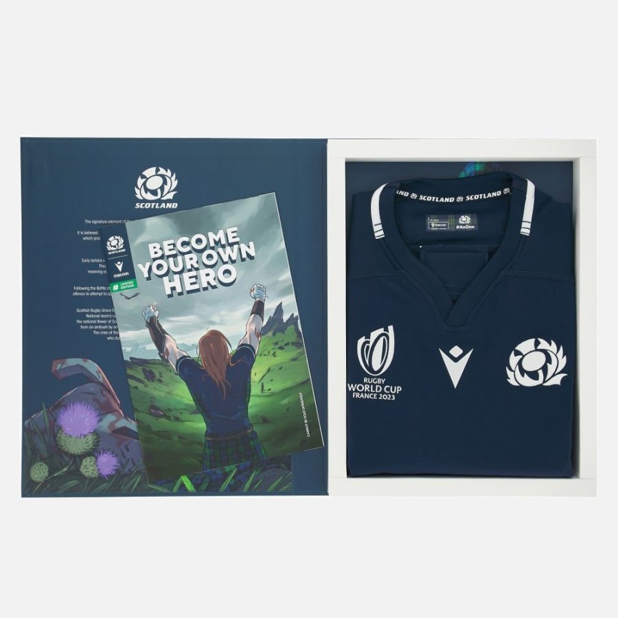 Tenues De Match Officielles Macron Ecosse Rugby | Maillot De Match Domicile Authentic Adulte Special Edition Rugby World Cup 2023 Ecosse Rugby