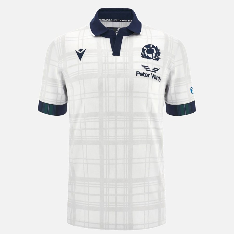 Tenues De Match Officielles Macron Ecosse Rugby | Maillot De Match Exterieur Replique En Coton Adulte Ecosse Rugby 2023/24