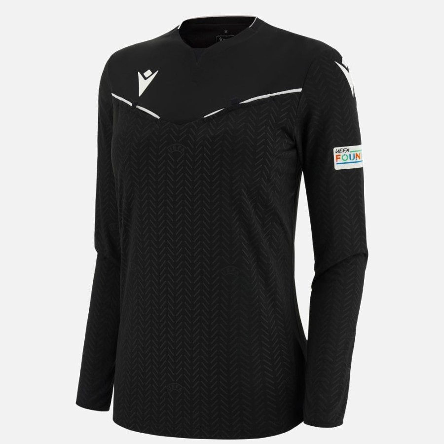 Tenues De Match Officielles Macron Arbitres Uefa | Maillot Arbitre Femme Noir Uefa 2023/25