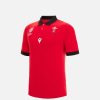 Tenues De Match Officielles Macron Rugby Du Pays De Galles | Polo Pique En Coton Enfant Ligne Supporter Rugby World Cup 2023 Galles Rugby