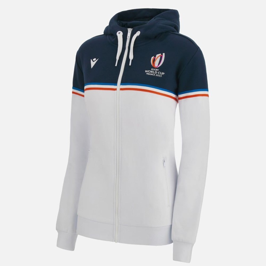 Tenues De Match Officielles Macron Rugby World Cup France 2023 | Sweat A Capuche En Coton Avec Fermeture Eclair Integrale Femme Rugby World Cup 2023