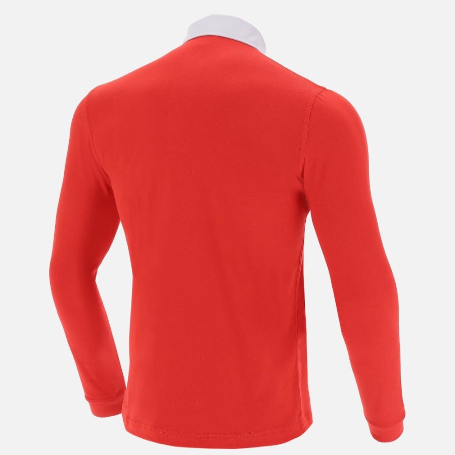 Tenues De Match Officielles Macron Rugby Du Pays De Galles | Polo En Coton Jersey Rouge Ligne Supporter Du Pays De Galles Rugby 2020/21 | Vetements De Sport Techniques Macron